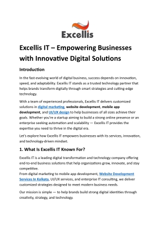 Excellis IT – Empowering Businesses with Innovative Digital Solutions
