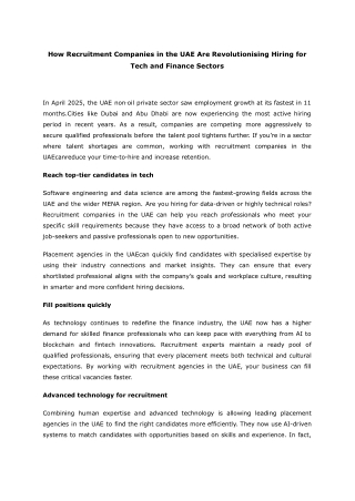 How Recruitment Companies in the UAE Are Revolutionising Hiring for Tech and Finance Sectors