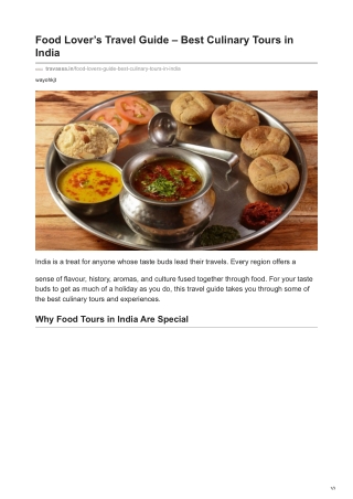 travassa.in-Food Lovers Travel Guide  Best Culinary Tours in India