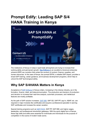 SAP S_4HANA in Kenya at Prompt Edify (1)