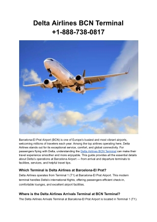 Delta Airlines BCN Terminal  1-888-738-0817