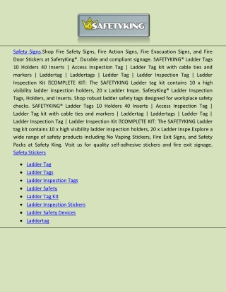 Ladder                Tag Kit