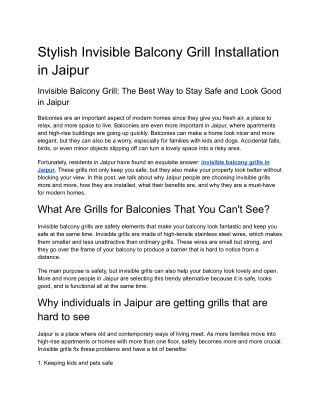 Stylish Invisible Balcony Grill Installation in Jaipur