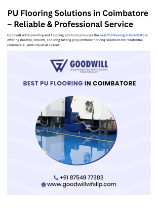 Best Pu Flooring in Coimbatore PU Flooring Solutions in coimbatore