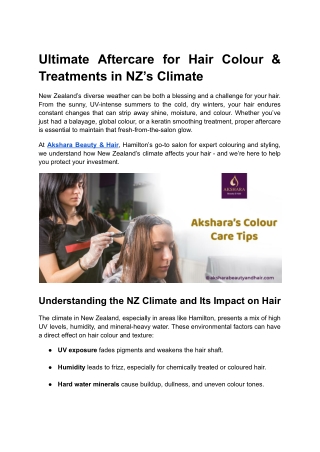 Ultimate Aftercare for Hair Colour & Treatments in NZ’s Climate