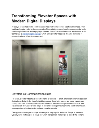 Transforming Elevator Spaces with Modern Digital Displays