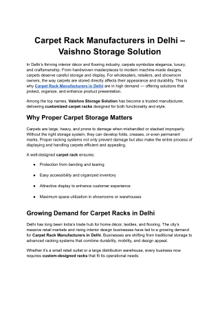 Carpet Rack Manufacturers in Delhi