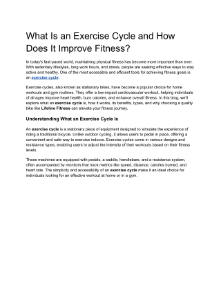 What Is an Exercise Cycle and How Does It Improve Fitness_