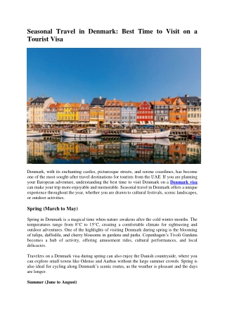 Seasonal Travel in Denmark: Best Time to Visit on a Tourist Visa