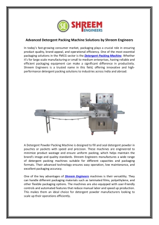 Detergent Packing Machine | Automatic Packaging by Shreemengineers.com