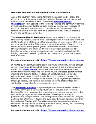 Hanuman Temples and the Spirit of Service in Australia