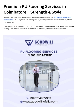 Pu Flooring Services in Coimbatore PU Flooring Contractors