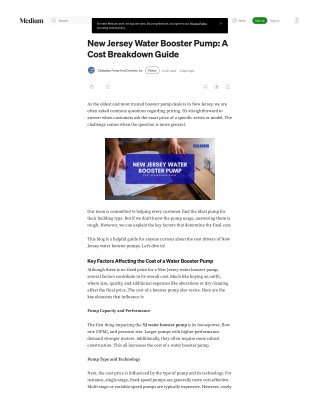 New Jersey Water Booster Pump A Cost Breakdown Guide