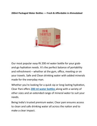 200ml Packaged Water Bottles