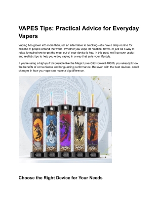 VAPES Tips_ Practical Advice for Everyday Vapers