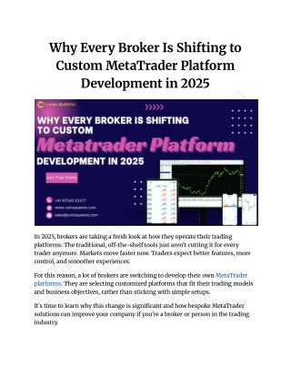Why Every Broker Is Shifting to Custom MetaTrader Platform Development in 2025