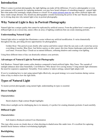 Why Natural Light is Key in Portrait Photography