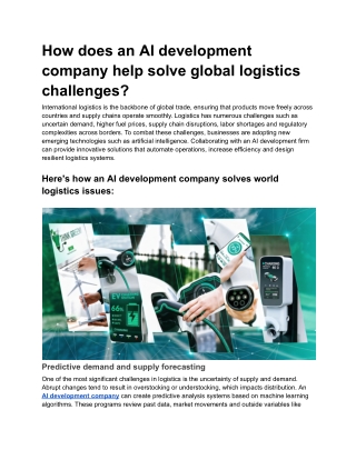How does an AI development company help solve global logistics challenges?