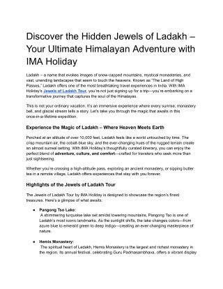 Explore the Jewels of Ladakh: A Journey Beyond the Ordinary