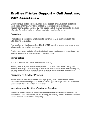Brother Printer Support – Call Anytime, 24/7 Assistance