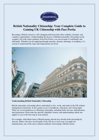 British Nationality Citizenship