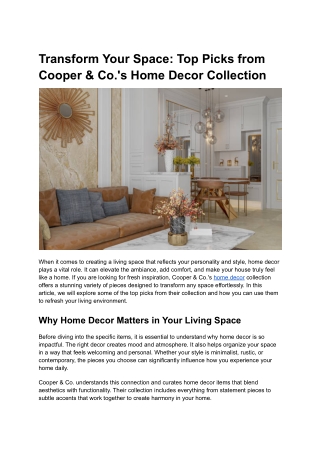 Transform Your Space_ Top Picks from Cooper & Co.'s Home Decor Collection
