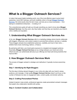 Blogger Outreach Services_