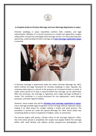 Christian Marriage in Jaipur – Legal Registration & Certificate Help
