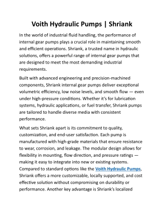 Voith Hydraulic Pumps by shriank
