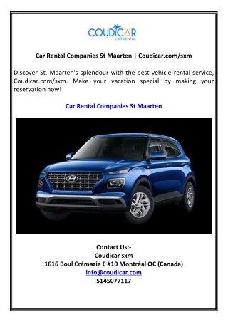 Car Rental Companies St Maarten | Coudicar.com/sxm