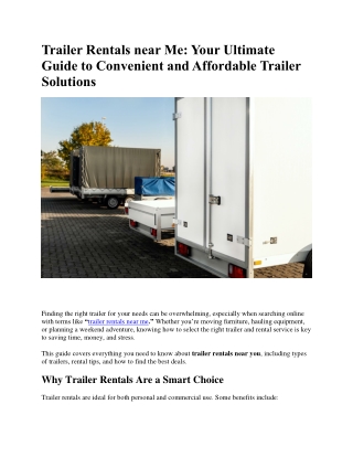 Trailer Rentals near Me
