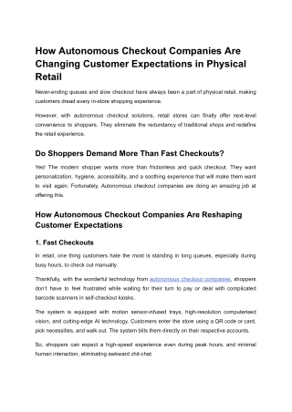 How Autonomous Checkout Companies Are Changing Customer Expectations in Physical Retail