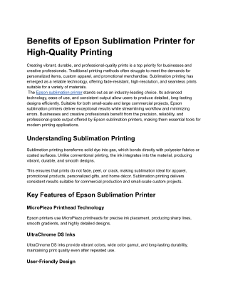 Epson Sublimation Printer