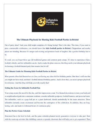 The Ultimate Playbook for Hosting Kids Football Parties in Bristol