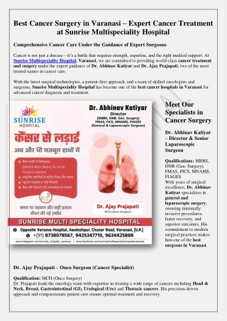 Best Cancer Surgery in Varanasi