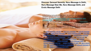 Discover Sensual Serenity: Nuru Massage in Delhi, Nuru Massage Near Me