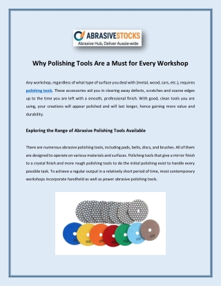 Why Polishing Tools Are a Must for Every Workshop