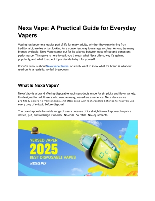 Nexa Vape_ A Practical Guide for Everyday Vapers