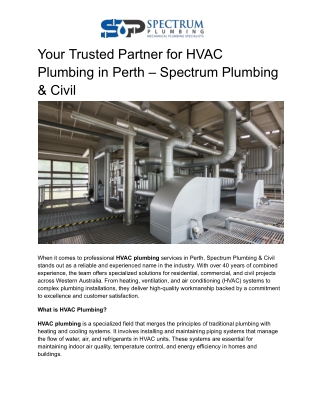 Your Trusted Partner for HVAC Plumbing in Perth – Spectrum Plumbing & Civil