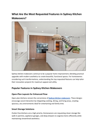 What Are the Most Requested Features in Sydney Kitchen Makeovers?