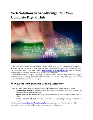 Web Solutions in Woodbridge, NJ: Your Complete Digital Hub