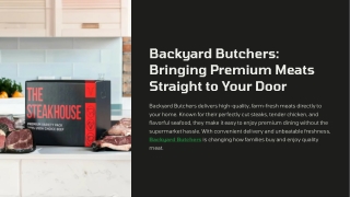 Backyard Butchers: Freshness and Flavor You Can Trust