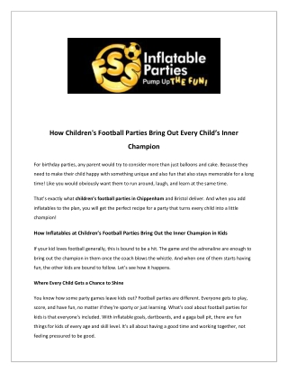 How Children's Football Parties Bring Out Every Child’s Inner Champion