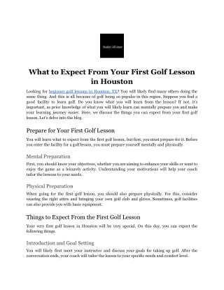 What to Expect From Your First Golf Lesson in Houston