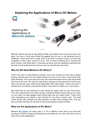 Exploring the Applications of Micro DC Motors.docx