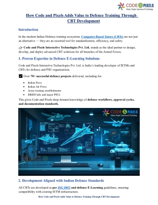How Code and Pixels Adds Value to Defence Training Through CBT Development