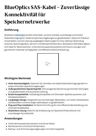 BlueOptics SAS-Kabel – Zuverlässige Konnektivität für Speichernetzwerke