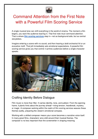 Command Attention from the First Note with a Powerful Film Scoring Service
