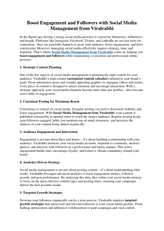 Boost Engagement and Followers with Social Media Management from Viralrabbi