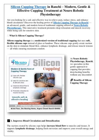 Silicon Cupping Therapy in Ranchi